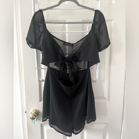 White Fox black one piece with tie at the front and built in shorts - Picture 1 of 3